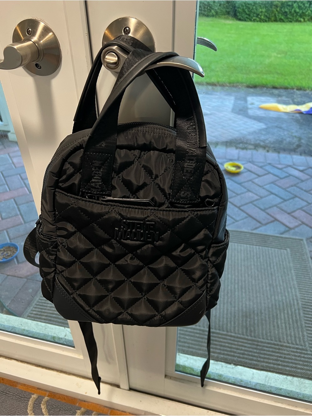 Black Steve Madden Quilted Women's Backpack Bag -